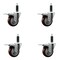 Service Caster 3.5'' Maroon Poly Swivel 1'' Expanding Stem Caster Set Total Lock Brake, 4PK SCC-EXTTL20S3514-PPUB-MRN-1-4 - alternate 1